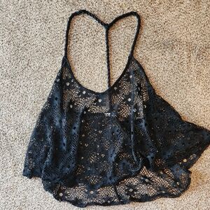 EUC, Black Flower Lace Swing Top